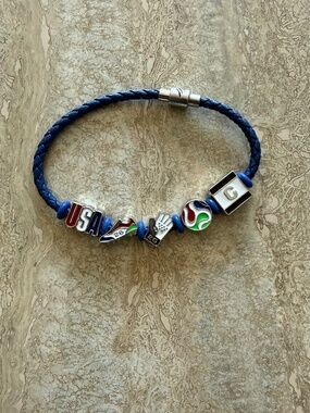 FIFA WORLD CUP 2026 AUTHENTIC USA Braided Cord Beaded Charm Bracelet
